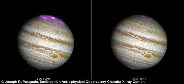 太阳风暴引发的木星极光 亮度超地球极光百倍